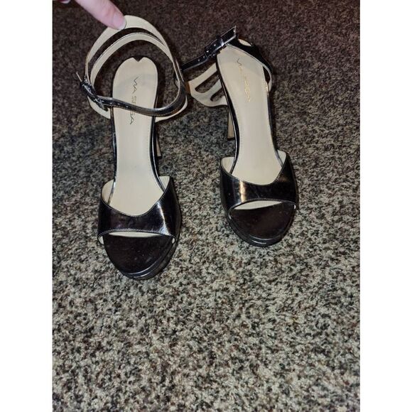 Via Spiga | Leopard Silver Metallic Heels - Picture 3 of 5